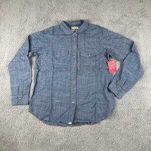 Kimen Ranch Men's Medium Blue Cotton Linen Lacy Western Long Sleeve Shirt *Flaw*